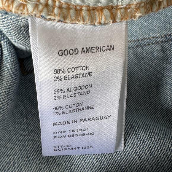 Good American Jeans Womens 14/32 Light Blue Skinny Split Hem High Rise Casual - Picture 4 of 14